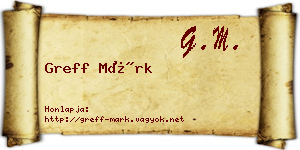 Greff Márk névjegykártya